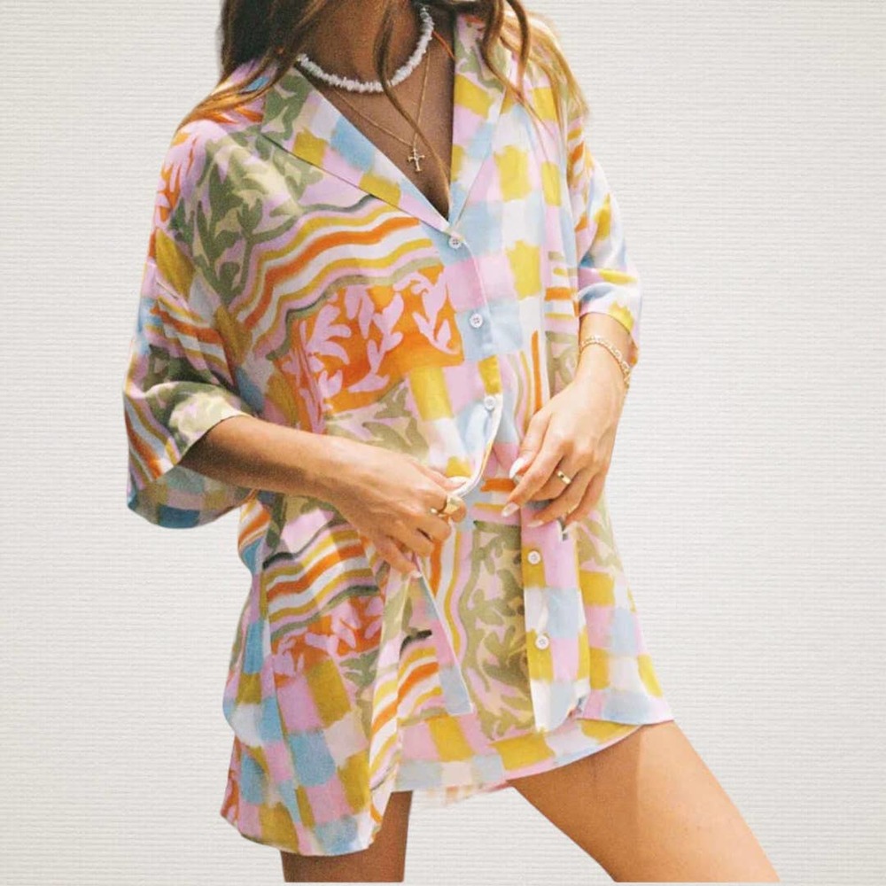 Princess Polly Caraliia Button-Up Shirt Multicolored US 6